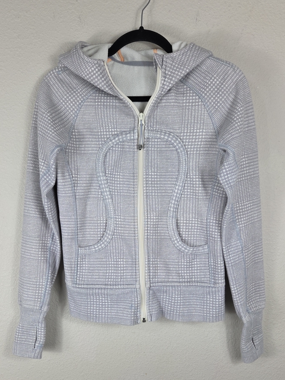 Lululemon Scuba Hoodie Glen Check Polar Cream Silver Slate Full Zip Size 4